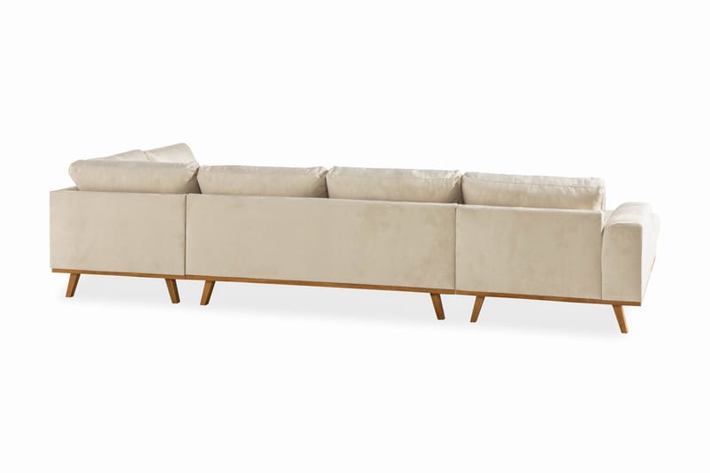 Copenhagen 5-personers Højrevendt U-formet Large Sofa med Divan og Chaiselong i Fløjl - Beige - Møbler - Sofaer - Velour sofaer