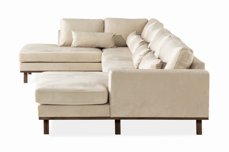 Copenhagen 5-personers Venstrevendt U-formet Large Sofa med Divan og Chaiselong i Fløjl - Beige - Møbler - Sofaer - Velour sofaer