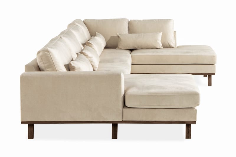 Copenhagen 5-personers Højrevendt U-formet Sofa med Divan og Chaiselong i Fløjl - Beige - Møbler - Sofaer - Velour sofaer