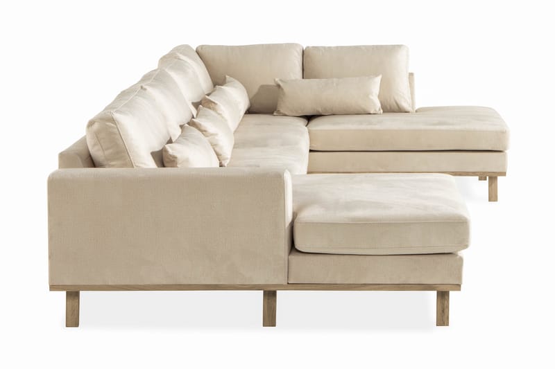 Copenhagen 5-personers Højrevendt U-formet Sofa med Divan og Chaiselong i Fløjl - Beige - Møbler - Sofaer - Velour sofaer