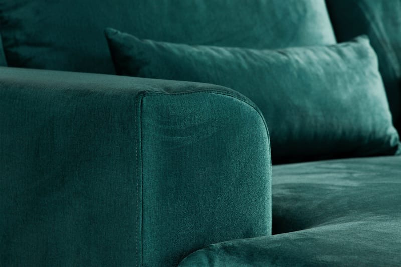 Copenhagen 5-personers Højrevendt U-formet Sofa med Divan og Chaiselong i Fløjl - Grøn - Møbler - Sofaer - Velour sofaer