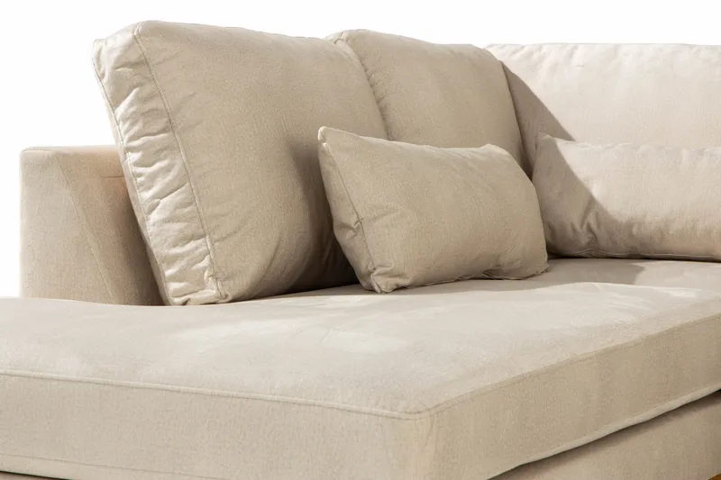 Copenhagen 5-personers Venstrevendt U-formet Sofa med Divan og Chaiselong i Fløjl - Beige - Møbler - Sofaer - Velour sofaer