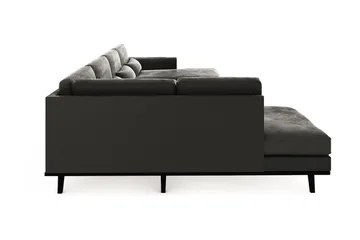 Copenhagen 5-personers Venstrevendt U-formet Sofa med Divan og Chaiselong i Fløjl - Mørkegrå - Møbler - Sofaer - Velour sofaer