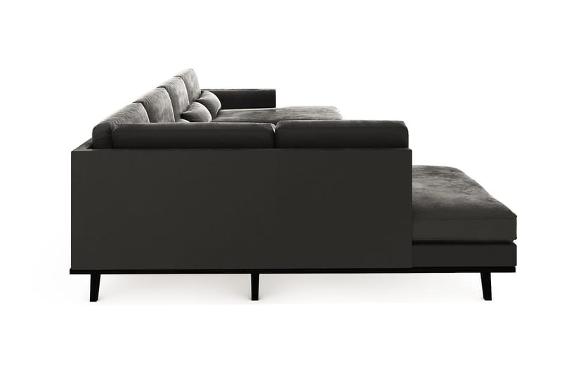 Copenhagen 5-personers Venstrevendt U-formet Sofa med Divan og Chaiselong i Fløjl - Mørkegrå - Møbler - Sofaer - Velour sofaer