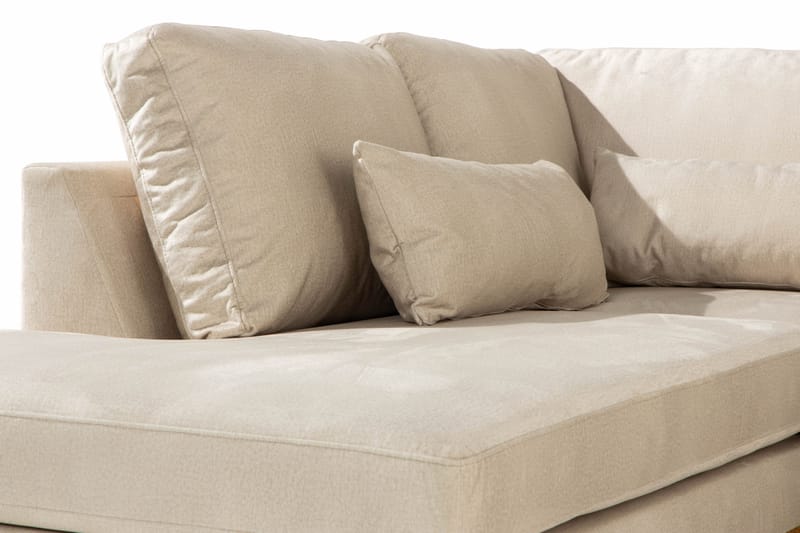 Copenhagen 5-personers Venstrevendt U-formet Sofa med Divan og Chaiselong i Fløjl - Beige - Møbler - Sofaer - Velour sofaer