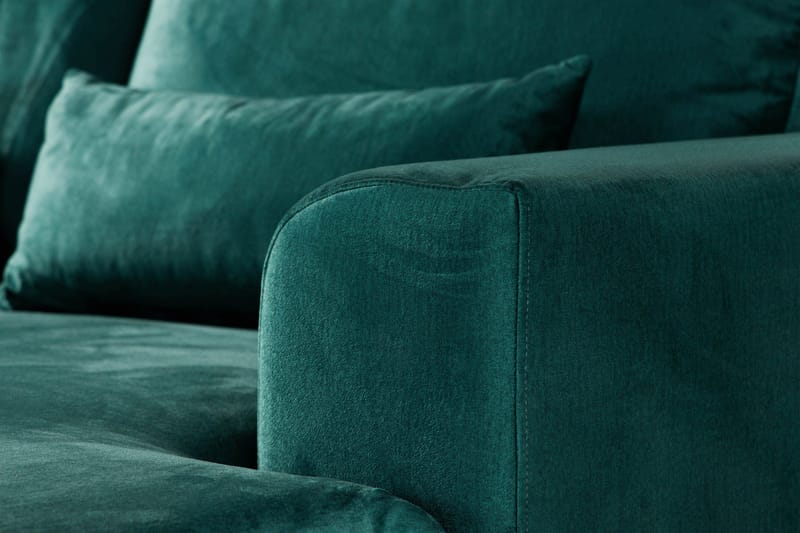 Copenhagen 5-personers Venstrevendt U-formet Sofa med Divan og Chaiselong i Fløjl - Grøn - Møbler - Sofaer - Velour sofaer