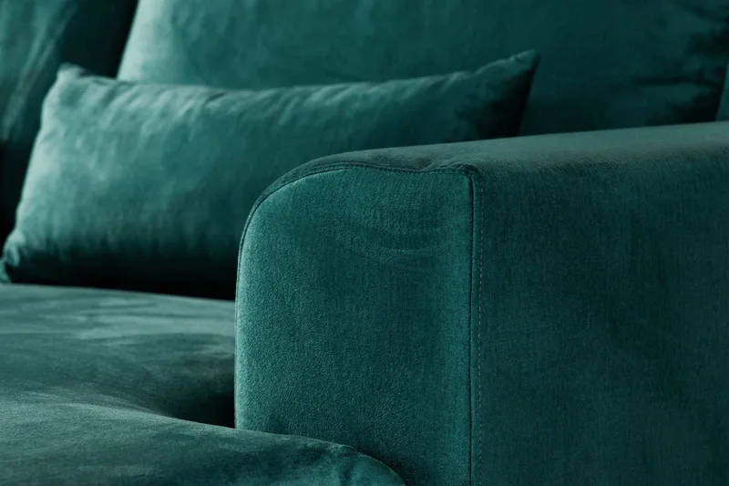 Copenhagen 5-personers Venstrevendt U-formet Sofa med Divan og Chaiselong i Fløjl - Grøn - Møbler - Sofaer - Velour sofaer