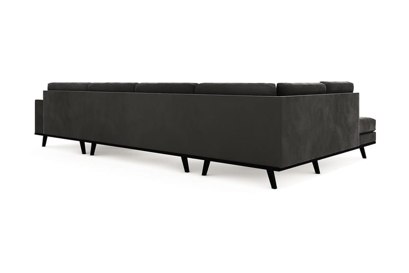 Copenhagen 5-personers Venstrevendt U-formet Sofa med Divan og Chaiselong i Fløjl - Mørkegrå - Møbler - Sofaer - Velour sofaer