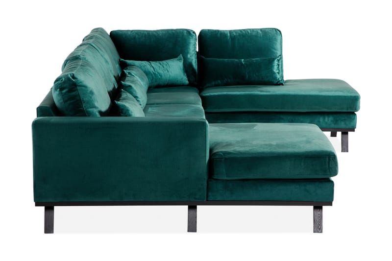 Copenhagen 5-personers Højrevendt U-formet Sofa med Divan og Chaiselong i Fløjl - Grøn - Møbler - Sofaer - Velour sofaer