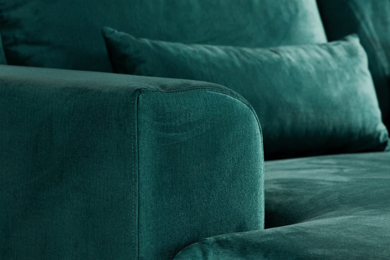 Copenhagen 5-personers Højrevendt U-formet Sofa med Divan og Chaiselong i Fløjl - Grøn - Møbler - Sofaer - Velour sofaer