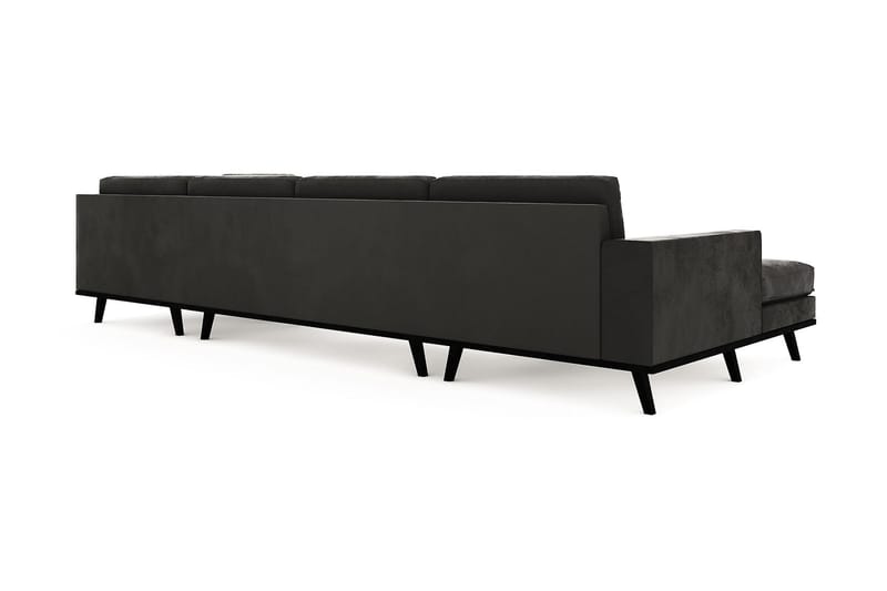 Copenhagen 5-personers Højrevendt U-formet Sofa med Divan og Chaiselong i Fløjl - Mørkegrå - Møbler - Sofaer - Velour sofaer