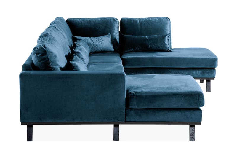 Copenhagen 5-personers Højrevendt U-formet Sofa med Divan og Chaiselong i Fløjl - Blå - Møbler - Sofaer - Velour sofaer