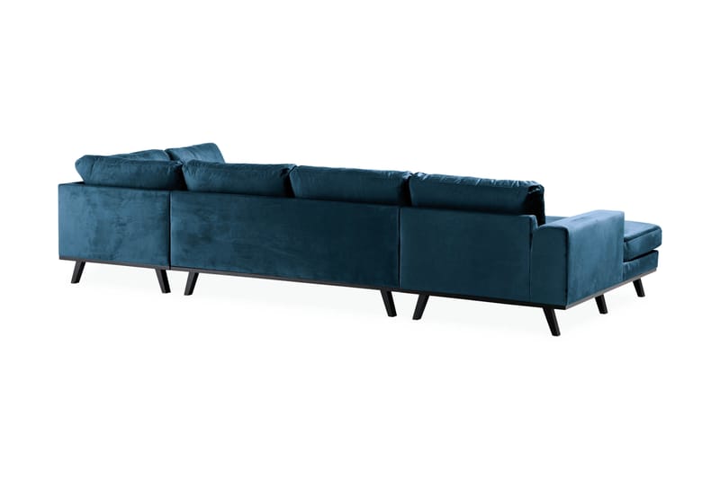 Copenhagen 5-personers Højrevendt U-formet Sofa med Divan og Chaiselong i Fløjl - Blå - Møbler - Sofaer - Velour sofaer