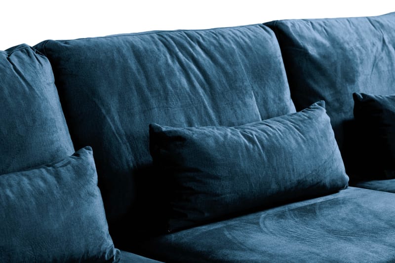 Copenhagen 5-personers Højrevendt U-formet Sofa med Divan og Chaiselong i Fløjl - Blå - Møbler - Sofaer - Velour sofaer