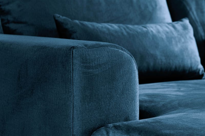 Copenhagen 5-personers Højrevendt U-formet Sofa med Divan og Chaiselong i Fløjl - Blå - Møbler - Sofaer - Velour sofaer