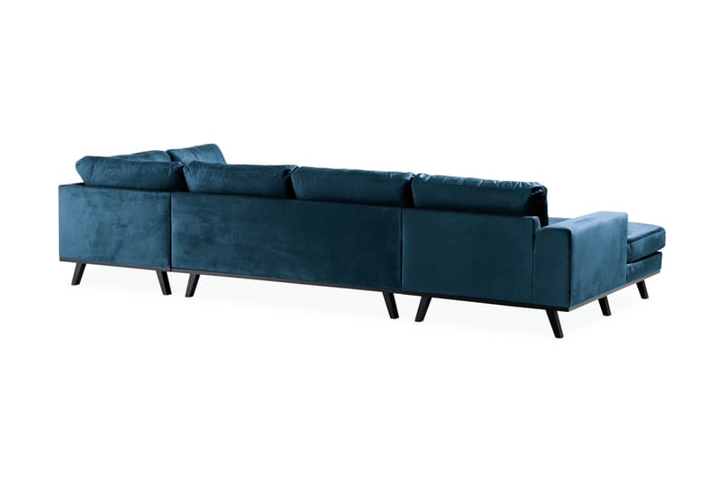 Copenhagen 5-personers Højrevendt U-formet Sofa med Divan og Chaiselong i Fløjl - Blå - Møbler - Sofaer - Velour sofaer