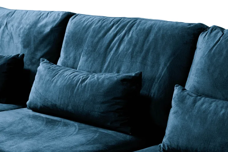Copenhagen 5-personers Venstrevendt U-formet Sofa med Divan og Chaiselong i Fløjl - Blå - Møbler - Sofaer - Velour sofaer