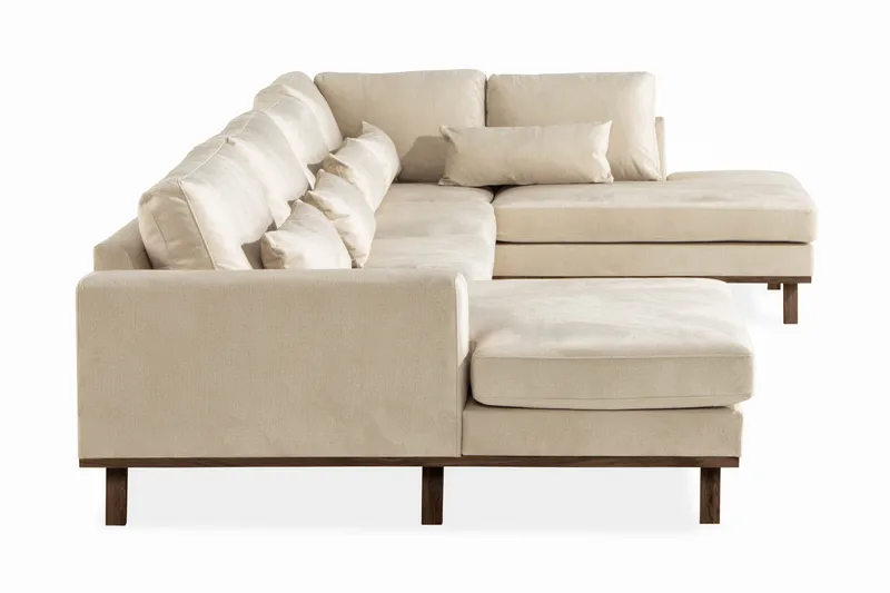 Copenhagen 5-personers Højrevendt U-formet Sofa med Divan og Chaiselong i Fløjl - Beige - Møbler - Sofaer - Velour sofaer