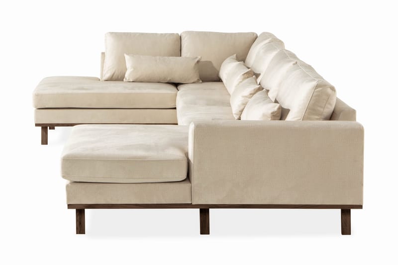 Copenhagen 5-personers Venstrevendt U-formet Large Sofa med Divan og Chaiselong i Fløjl - Beige - Møbler - Sofaer - Velour sofaer