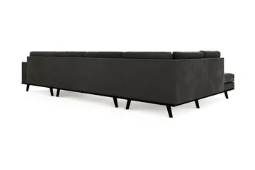 Copenhagen 5-personers Venstrevendt U-formet Sofa med Divan og Chaiselong i Fløjl - Mørkegrå - Møbler - Sofaer - Velour sofaer