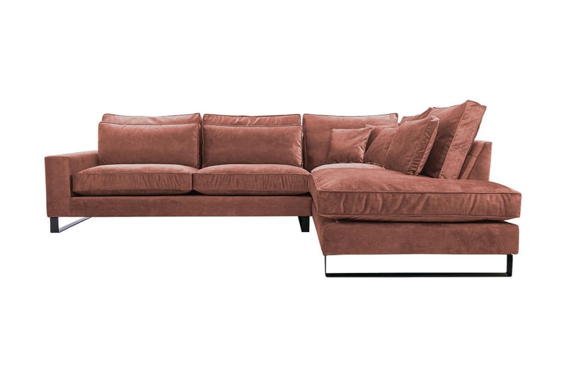 Corblack 3-personers hjørnesofa - velour/lyserød - 3 personers sofa med chaiselong - Velour sofaer - Sofa med chaiselong