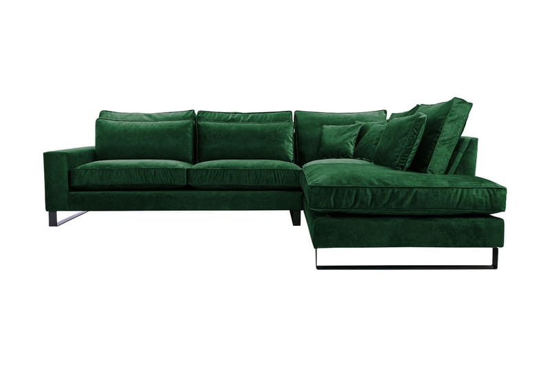 Corblack 3-personers hjørnesofa - Fløjl / Grøn - Sofa med chaiselong - Velour sofaer - 3 personers sofa med chaiselong