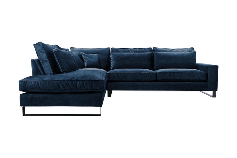 Corblack 3-personers hjørnesofa - velour / Blå - 3 personers sofa med chaiselong - Velour sofaer - Sofa med chaiselong
