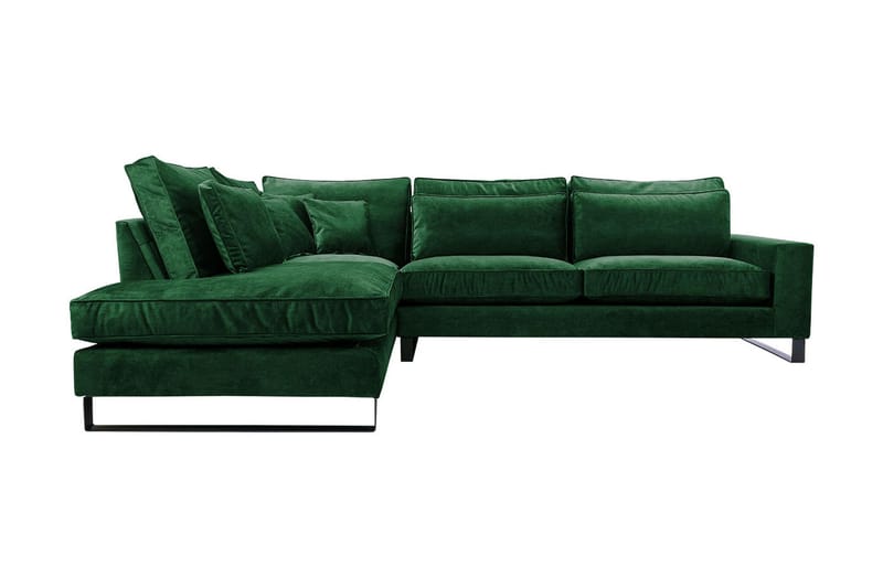 Corblack 3-personers hjørnesofa - Fløjl / Grøn - 3 personers sofa med chaiselong - Velour sofaer - Sofa med chaiselong