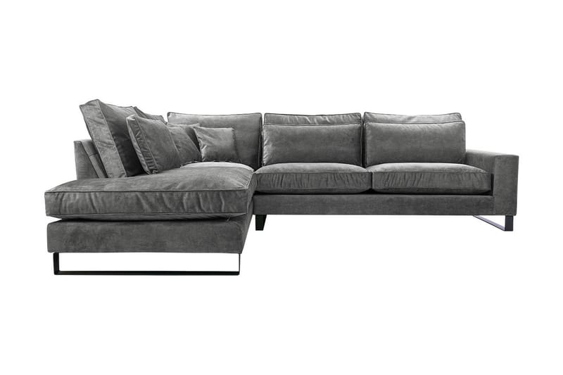 Corblack 3-personers hjørnesofa - velour / Grå - Sofa med chaiselong - Velour sofaer - 3 personers sofa med chaiselong