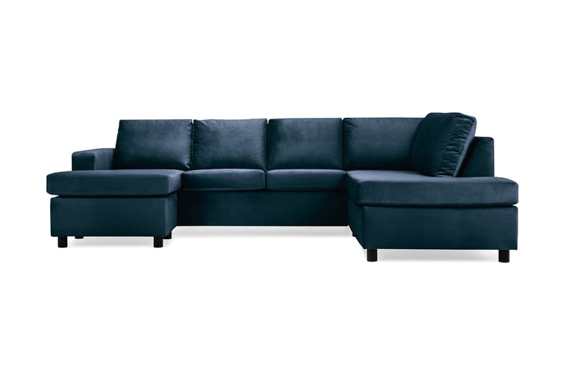 Crazy 4-personers Højrevendt U-formet Large Sofa med Chaiselong i Fløjl - Blå - Møbler - Sofaer - U Sofa