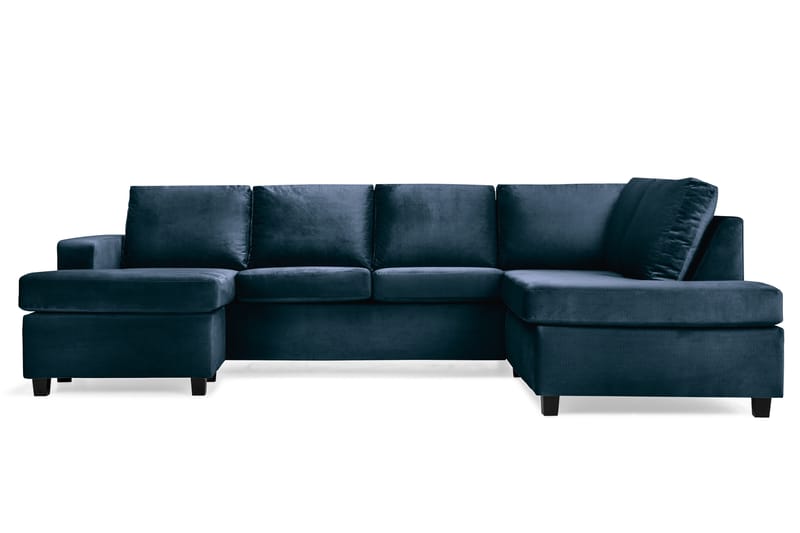 Crazy 4-personers Højrevendt U-formet Large Sofa med Chaiselong i Fløjl - Blå - Møbler - Sofaer - U Sofa