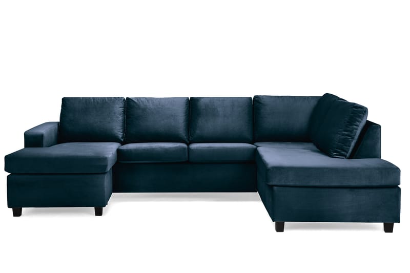 Crazy 4-personers Højrevendt U-formet Large Sofa med Chaiselong i Fløjl - Blå - Møbler - Sofaer - U Sofa
