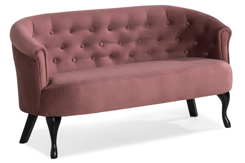 Dahlia Siss Sofa - Rustlyserød Velour - Velour sofaer - 2 personers sofa