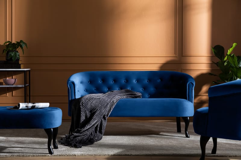 Dahlia Siss Sofa Velour - Blå - Møbler - Sofaer - Velour sofaer