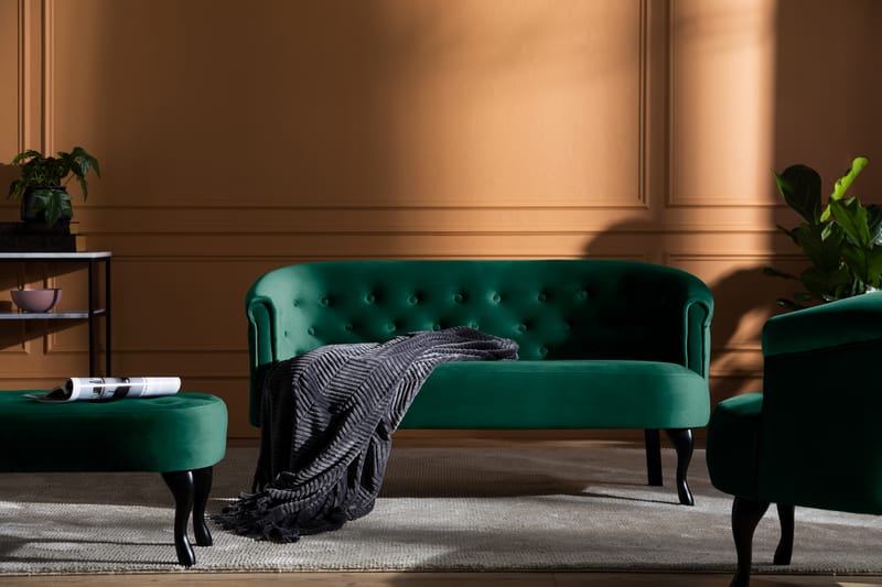 Dahlia Siss Sofa Velour - Mørkegrøn - Møbler - Sofaer - Velour sofaer