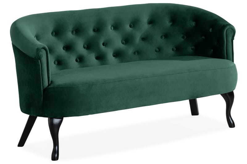 Dahlia Siss Sofa Velour - Mørkegrøn - Velour sofaer - 2 personers sofa