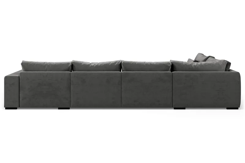 Dubai Stor U Sofa Modul med Divan Højre Fløjl Ekstra Dyb - Mørkegrå - Møbler - Sofaer - Modulsofaer - Komplet modulsofa