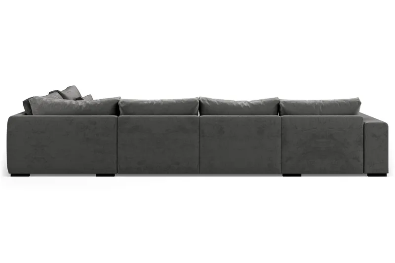 Dubai stor U-sofa modul med divan venstre fløjl ekstra dyb - Mørkegrå - Møbler - Sofaer - Modulsofaer - Komplet modulsofa