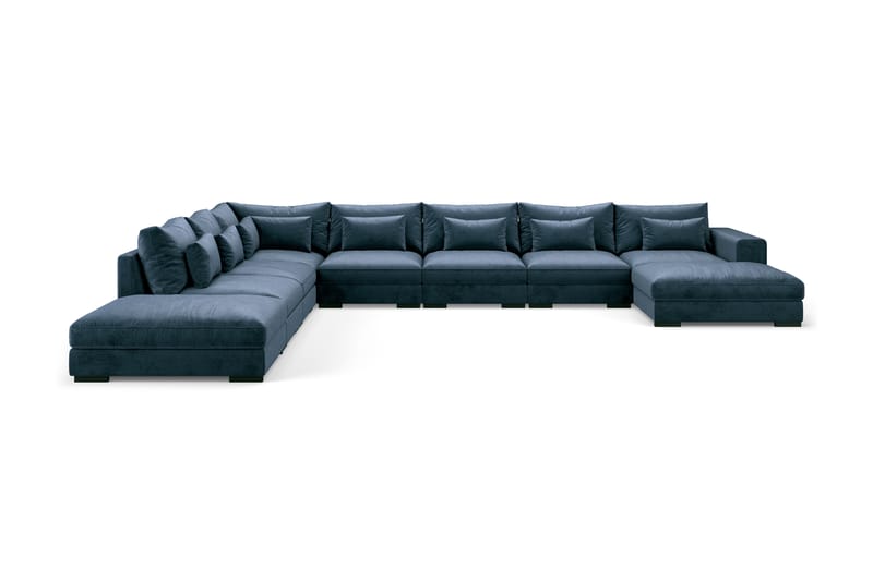Dubai U-modulsofa Large med Chaiselong Højre Velour - Blå - Møbler - Sofaer - Velour sofaer