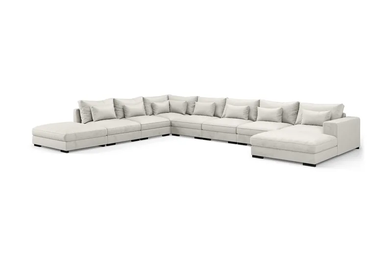 Dubai U-modulsofa Large med Chaiselong Højre Velour - Hvid - Møbler - Sofaer - Modulsofaer - Komplet modulsofa