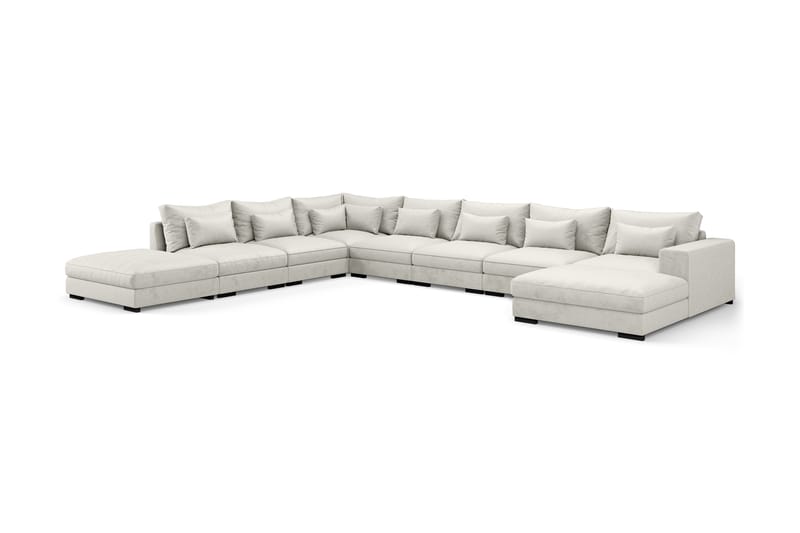 Dubai U-modulsofa Large med Chaiselong Højre Velour - Hvid - Møbler - Sofaer - Velour sofaer