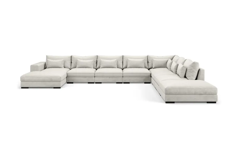 Dubai U-modulsofa Large med Chaiselong Venstre Velour, Hvid