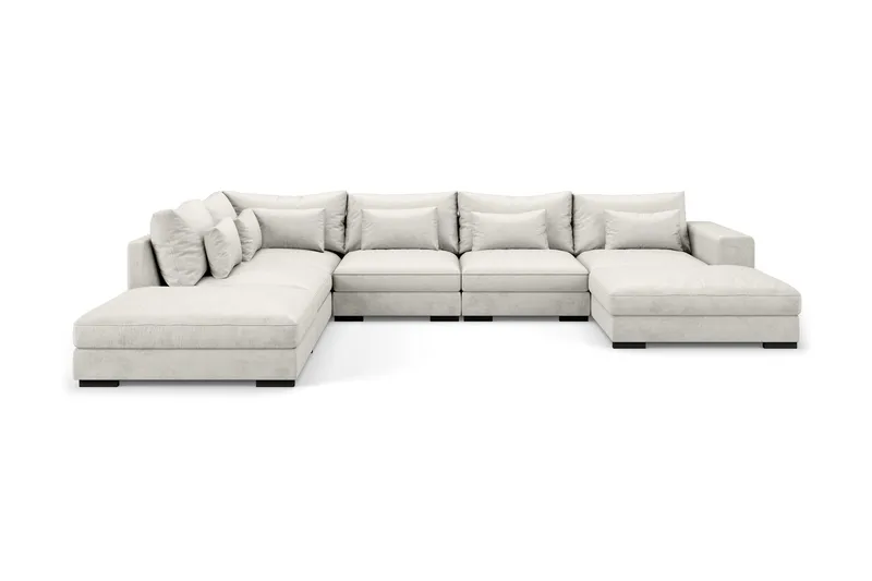 Dubai U-modulsofa med Chaiselong Højre Velour ekstra dyb - Hvid - Møbler - Sofaer - Modulsofaer - Komplet modulsofa