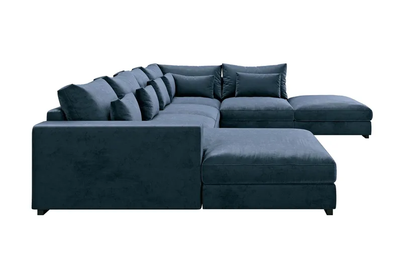 Dubai U-modulsofa med Chaiselong Venstre Velour - Blå - Møbler - Sofaer - Modulsofaer - Komplet modulsofa