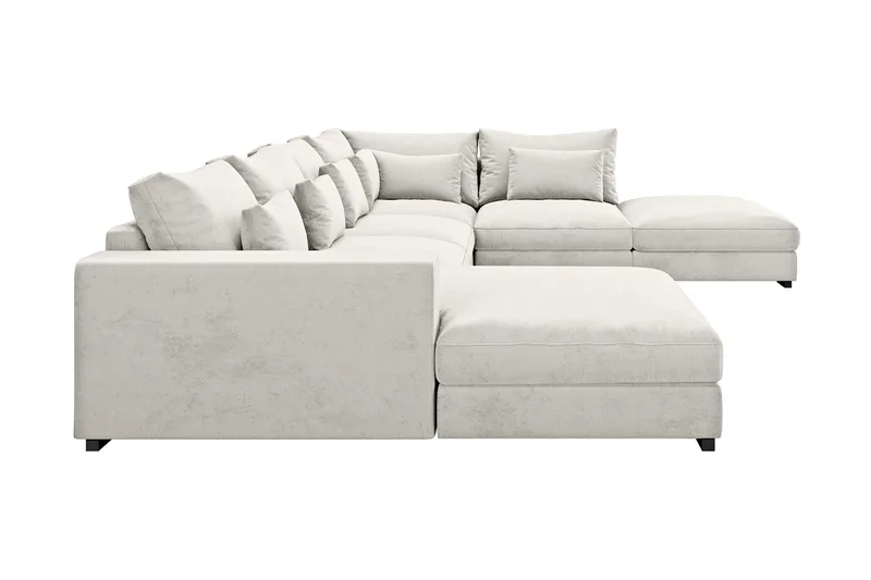 Dubai U-modulsofa med Chaiselong Venstre Velour ekstra dyb - Hvid - Møbler - Sofaer - Modulsofaer - Komplet modulsofa