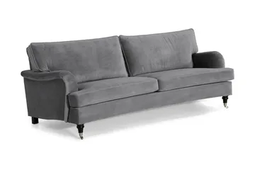 Howard-sofa uden divan og chaiselong Bloomington Howard Classic fløjlsofa 3,5-personers Vera 2, Grå velour - Møbler - Sofaer - 3 personers sofa