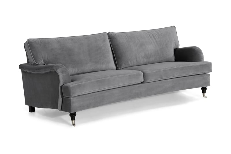 Howard-sofa uden divan og chaiselong Bloomington Howard Classic fløjlsofa 3,5-personers Vera 2, Grå velour - Møbler - Sofaer - 3 personers sofa