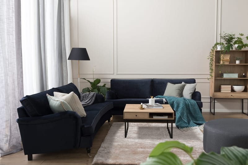Howard-sofa uden divan og chaiselong Bloomington Howard Classic fløjlsofa 3,5-personers Vera 4, Blå velour - Møbler - Sofaer - 3 personers sofa
