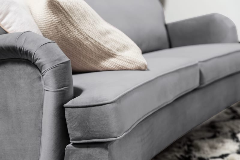 Howard-sofa uden divan og chaiselong Bloomington Howard Classic fløjlsofa 3,5-personers Vera 2, Grå velour - Møbler - Sofaer - 3 personers sofa