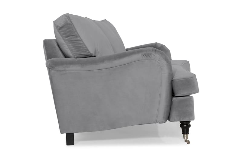 Howard-sofa uden divan og chaiselong Bloomington Howard Classic fløjlsofa 3,5-personers Vera 2, Grå velour - Møbler - Sofaer - 3 personers sofa